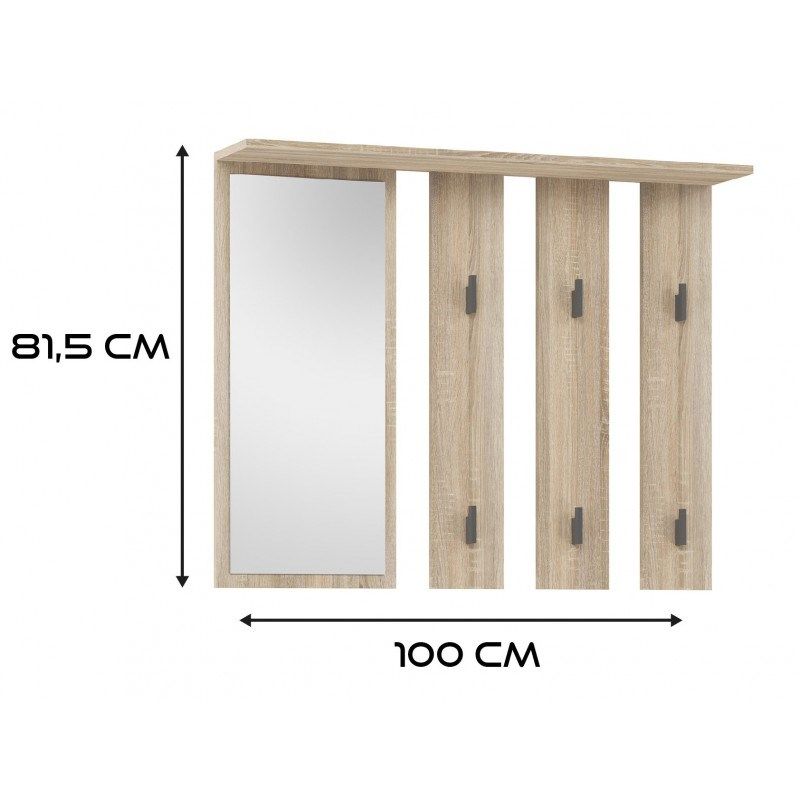 Hanger + mirror PARMA 100x15x.81.5 cm  oak sonoma_3