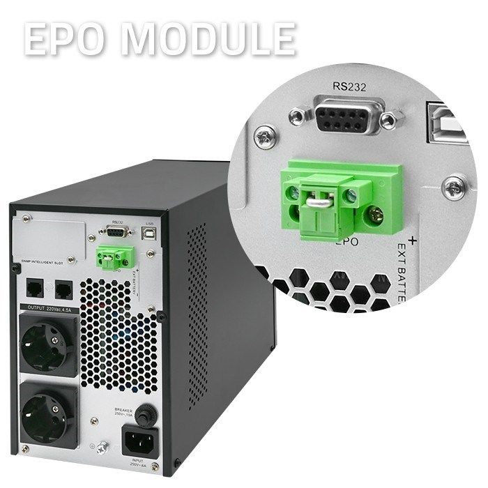 Qoltec 52280 Uninterruptible Power Supply UPS | 1kVA | 1000W | Power factor 1.0 | LCD | EPO | USB | On-line_5