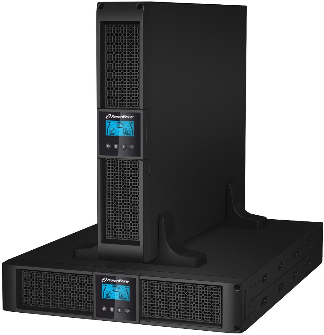 UPS PowerWalker VI 2000 RT LCD, 2000 VA, 1800 W, cu management, line-interactive, 1x USB, 12 V / 7Ah LCD, Tower/Rack 2U, Negru 