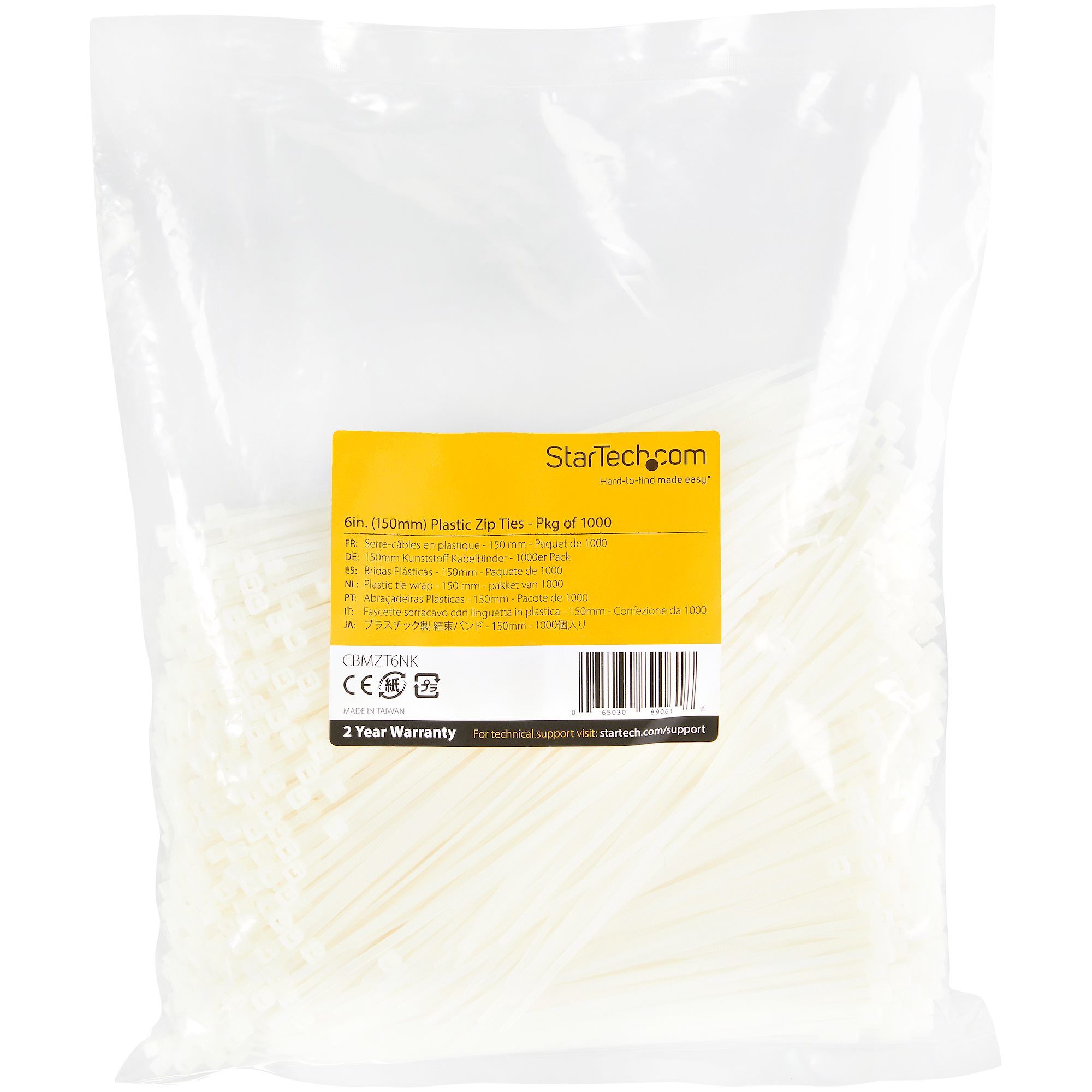 1000 PACK 6 CABLE TIES -WHITE/NYLON ZIP TIE WRAPS UL TAA_2