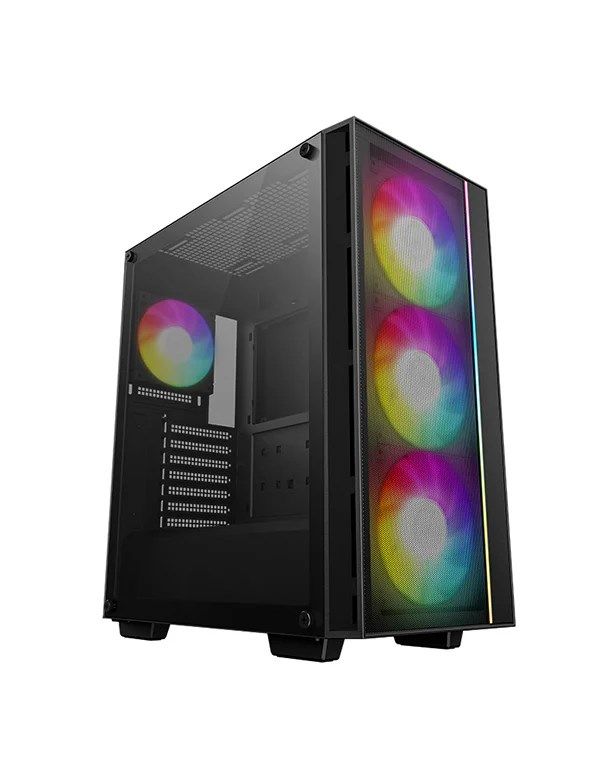 CARCASA DeepCool  MATREXX55 , middle tower, gaming, fara sursa, suporta 8xfan, 4xfan inclus, USB 3.1 gen1 x 1, USB Type-C, audio+mic, 7 sloturi expansiune, negru,  R-MATREXX55-BCAGA4-G-4  (timbru verde 0.32lei)
