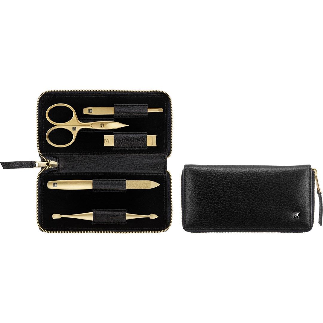 Zwilling Twinox Gold Edition Manicure Set - Black Leather Case  5 Pieces - Black_7