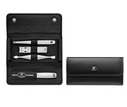 Zwilling Twinox Travel Set - Black Leather Case  4 Pieces - Black