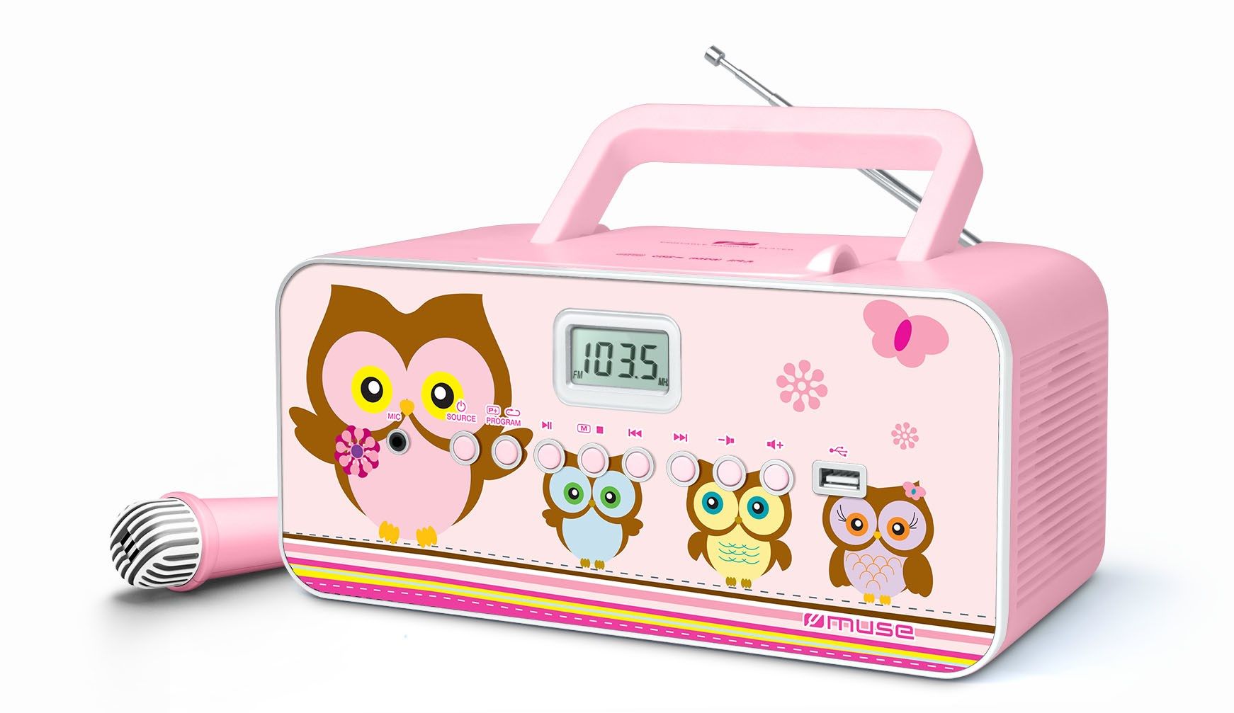 Muse | M-29KP | Portable radio CD/MP3 player with USB | 30 W | Pink/Image_3