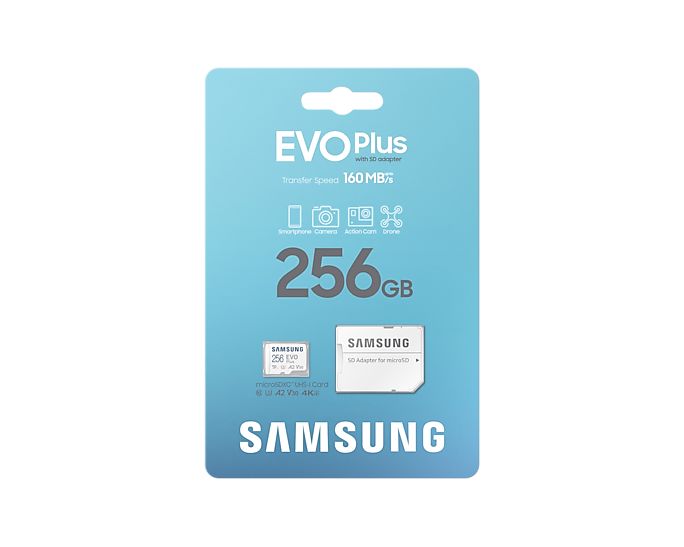 Samsung | MicroSD Card | EVO Plus | 256 GB | microSDXC Memory Card | Flash memory class U3  V30  A2_3