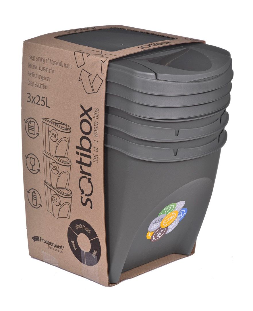 KEDEN WASTE BIN SORTIBOX 25L SET 3 - STONE GREY_2