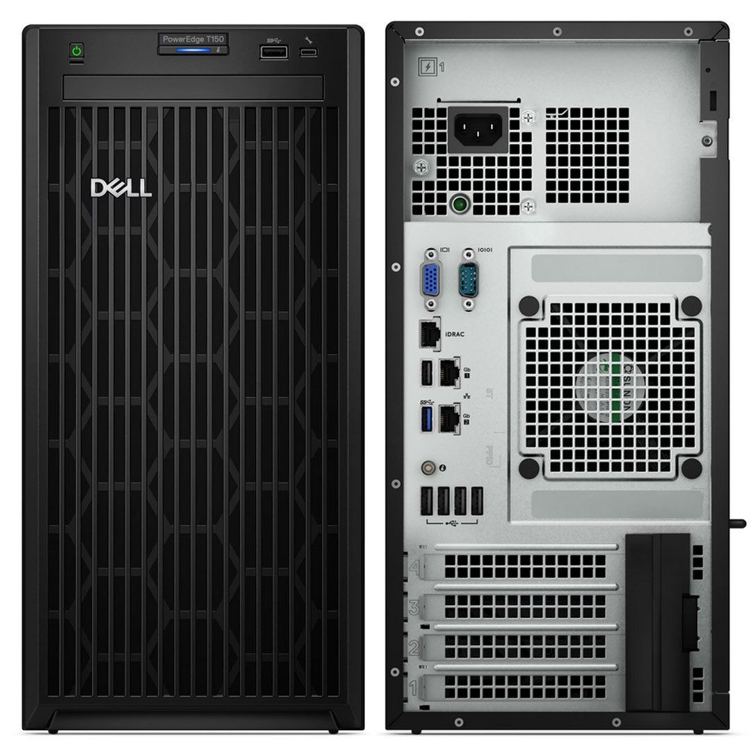 Dell PowerEdge T150 Tower Server,Intel Xeon E-2378 2.6G(8C/16T),16GB 3200MT/s UDIMM,4TB HDD SATA 6Gbps 7.2K(4x3.5