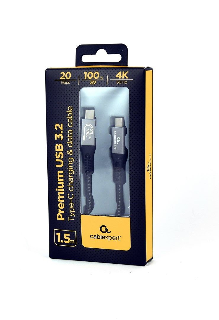 Gembird CCBP-USB3-CMCM100-1.5M Premium USB 3.2 Gen. 2x2 Type-C charging & data cable  20 Gbps  100 W  1.5m_2