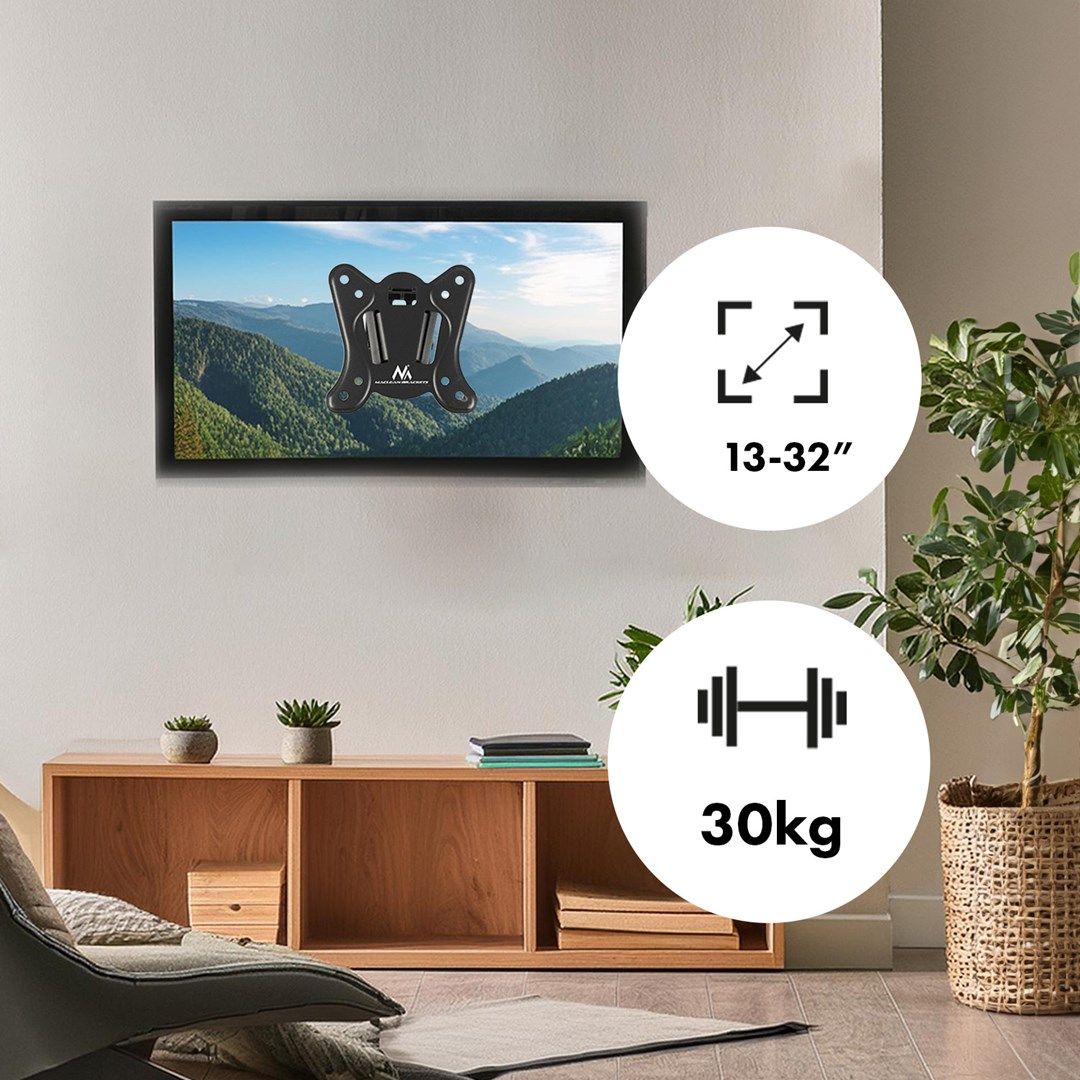 Maclean MC-415 TV Monitor Wall Mount 13 -32  30kg Tilt Rotate max. VESA 100x100 30kg Black Slim Universal Powder Coated_9