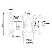 Maclean MC-416 TV Monitor Wall Mount 13 -32  30kg Tilt Rotate max. VESA 100x100 Black Powder Coating LED OLED LCD Universal Bracket Holder_4