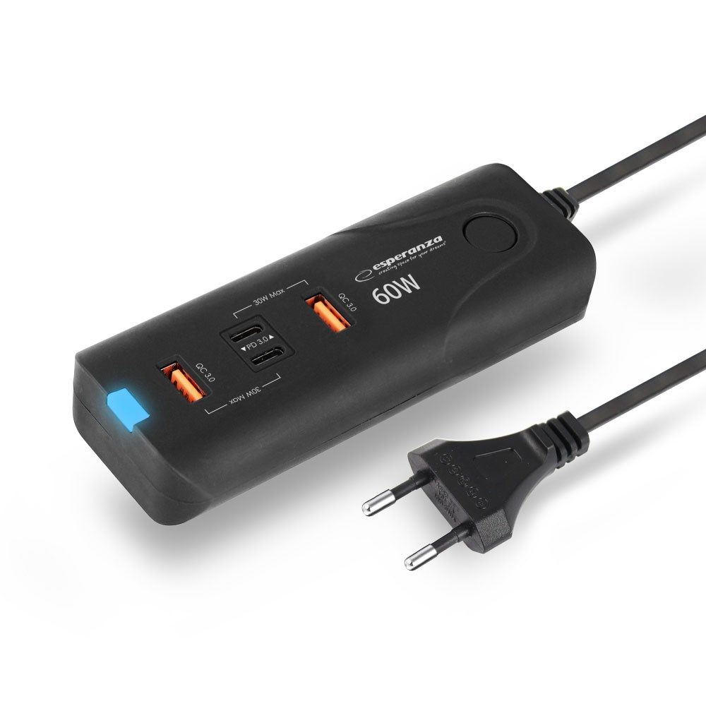 Esperanza EZC109 mains charger 60W Black_2