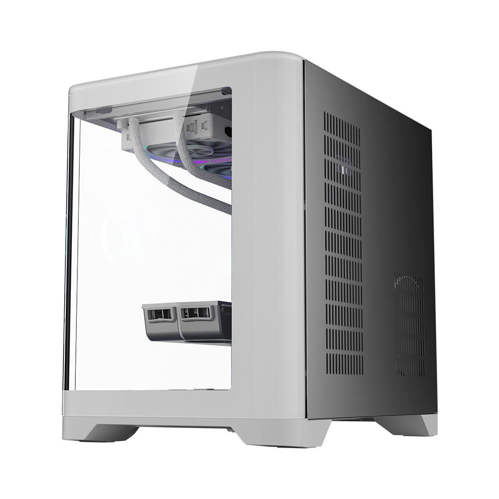 Carcasa 1STPLAYER UV5 Cube Tower ARGB ALB, Tempered Glass, Sloturi Expansiune 4, Drive Bays: 1x3.5