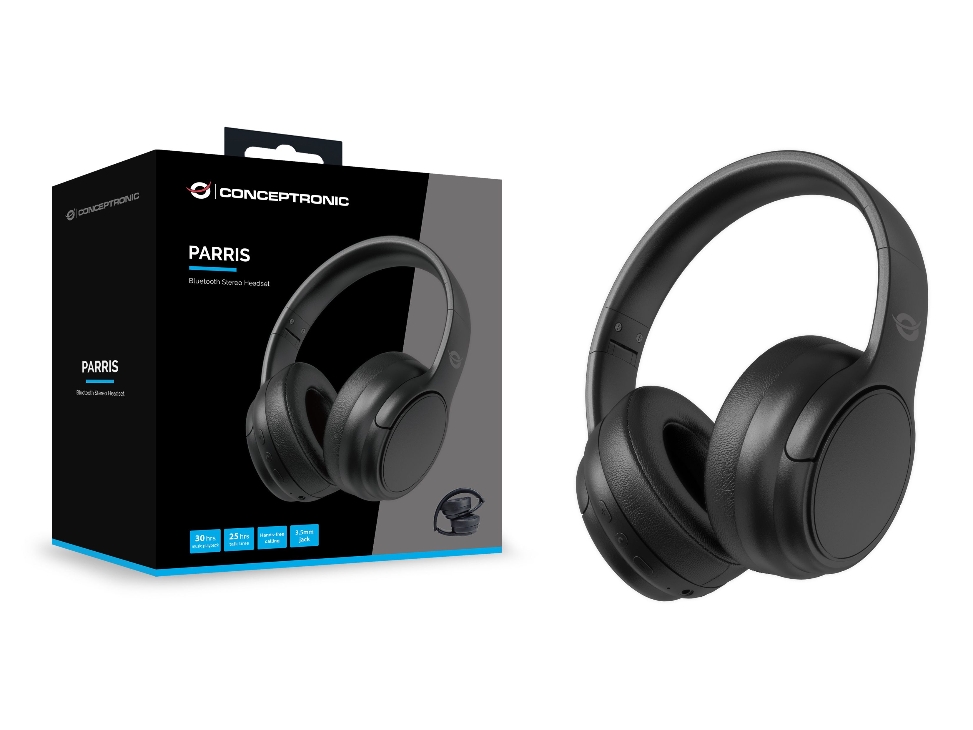 Conceptronic PARRIS03B Bluetooth Stereo Headset, 170 x 185 x 78mm_2