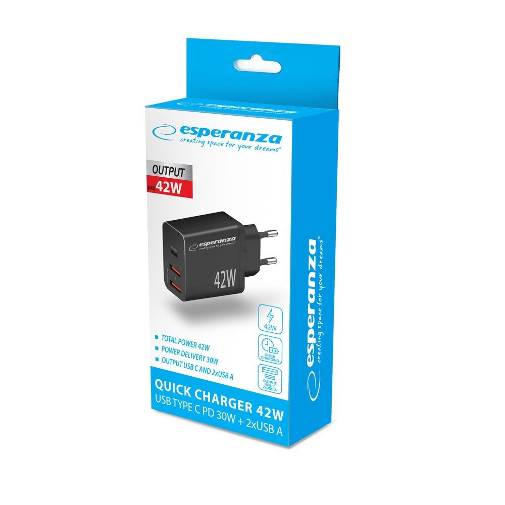 Esperanza EZC106K mains charger 42W Black_3