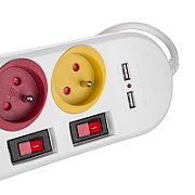 Maclean power strip  extender 4 sockets + 2xUSB  with switches  250VAC/10A  2.1A 5V  1.5m  white  MCE229 W_1