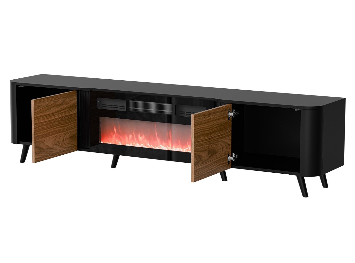 Cama Volare RTV cabinet 200 x 39 x 49 cm black/walnut + fireplace_2