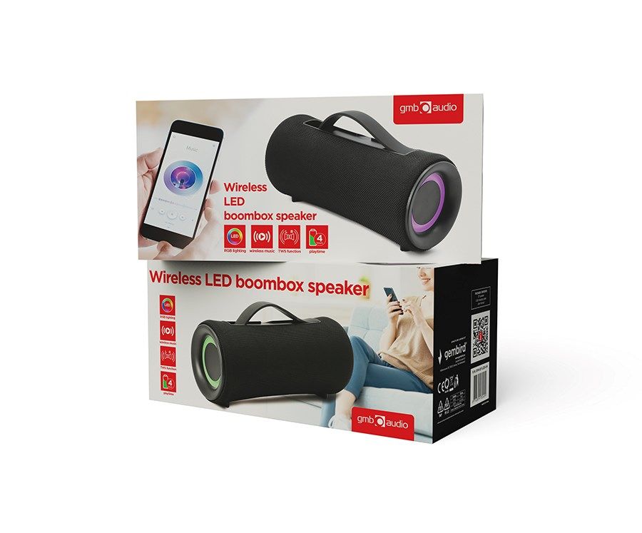 Gembird SPK-BT-LED-04 portable wireless boombox Bluetooth speaker  LED  black_8