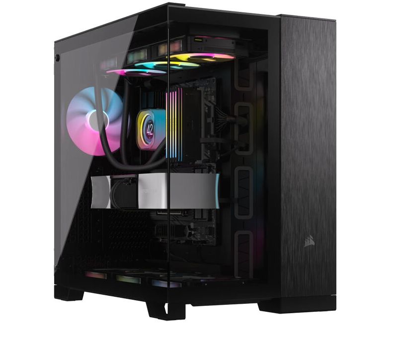 Carcasa CORSAIR 6500X Mid Tower DUAL CHAMBER NEGRU/OBSIDIAN ALUMINIUM, Tempered Glass, Sloturi Expansiune 8 orizontal + 3 vertical, Drive Bays: 2x3.5