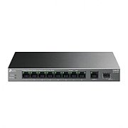 TP-LINK 5-PORT GIGABIT SWITCH LS108GP, interfata  9× 10/100/1000 Mbps RJ45 Ports (Ports 1–8 supports PoE+ output), 1× Gigabit SFP Port, porturi Standard: 802.3at/802.3af compliant,  PoE Ports: Ports 1–8, pana la 30 W PoE output per port, PoE Budget: 62 W, dimensiuni 8.2× 4.9×1.0 in (209×126×26 mm)_1