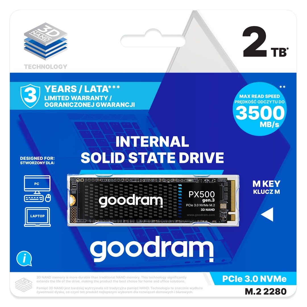 Goodram PX500 GEN.3 SSDPR-PX500-02T-80-G3 internal solid state drive 2.05 TB M.2 PCI Express 3.0 NVMe 3D NAND_2