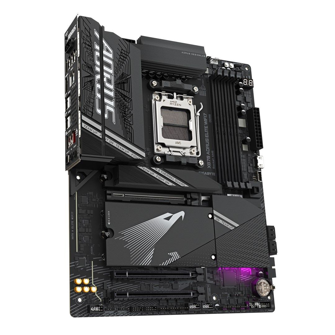 GIGABYTE X870 A ELITE WIFI7 Motherboard - Supports AMD Ryzen 9000 CPUs  16+2+2 phases VRM  up to 8000MHz DDR5 (OC)  4xPCIe 5.0 + 4xM.2  Wi-Fi 7  2.5GbE LAN  USB 3.2 Gen 2x2_3