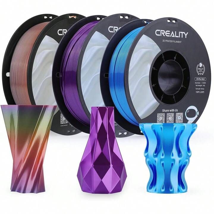 CREALITY PLA 3D Printer Filament, silk Rainbow, Printing temperature: 190-220, Filament diameter: 1.75mm, Tensile strength: 60MPa, Size of filament wheel: Diameter 200mm, height 66mm, hole diameter 56mm. Utilizare: pana la 6 luni de la deschiderea ambalajului._3