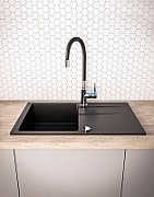 BALI sink (62x44) 1B1D black + Lungo mixer tap_3