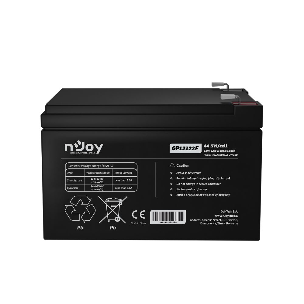 ACUMULATOR NJOY GP12122F 12V, 44W/cell, Copper, internal resistance 17 ohm,_2