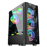 Carcasa 1STPLAYER Mid Tower ARGB NEGRU, Tempered Glass, Sloturi Expansiune 7, Drive Bays: 1x3.5