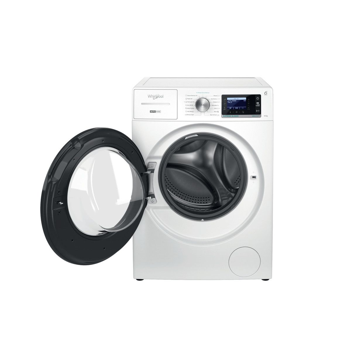 Whirlpool Washing machine | W8 09AD SILENCE EE | Energy efficiency class A | Front loading | Washing capacity 10 kg | 1400 RPM | Depth 69.9 cm | Width 67.7 cm | Display | LCD | Steam function | Direct drive | White_2