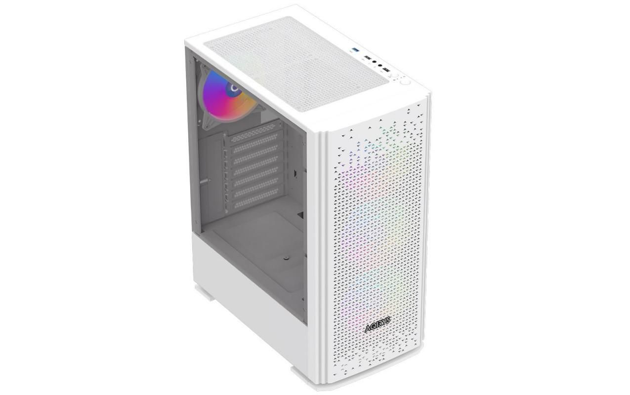 Carcasa AQIRYS Gacrux RGB Mid Tower ARGB ALB, Tempered Glass, Sloturi Expansiune 7, Drive Bays: 2x3.5