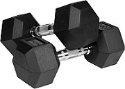 Rubberized cast iron dumbbells HEX 2x10 kg REBEL ACTIVE_1