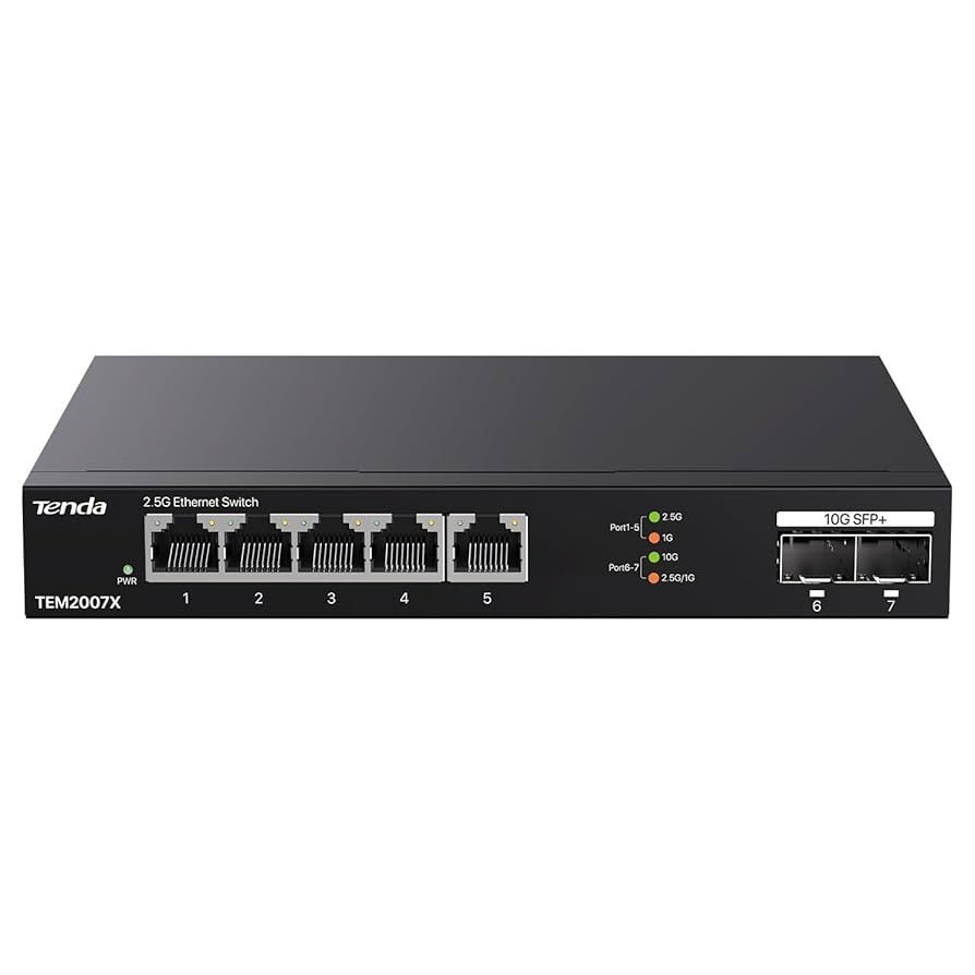 Tenda TEM2007X network switch 2.5G Ethernet (100/1000/2500) Desktop Black