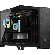 Carcasa CORSAIR 2500X Micro ATX Dual Chamber Black/Obsidian Aluminiun, Tempered Glass, mATX, Cooling Layout: Top: 3x120mm sau 2x140mm, Side: 2x120mm, Bottom: 3x120mm sau 2x140mm, Rear: 1x120mm, Expansion Slots 4, 2x2.5 SSD 2x3.5 HDD, no psu included_1