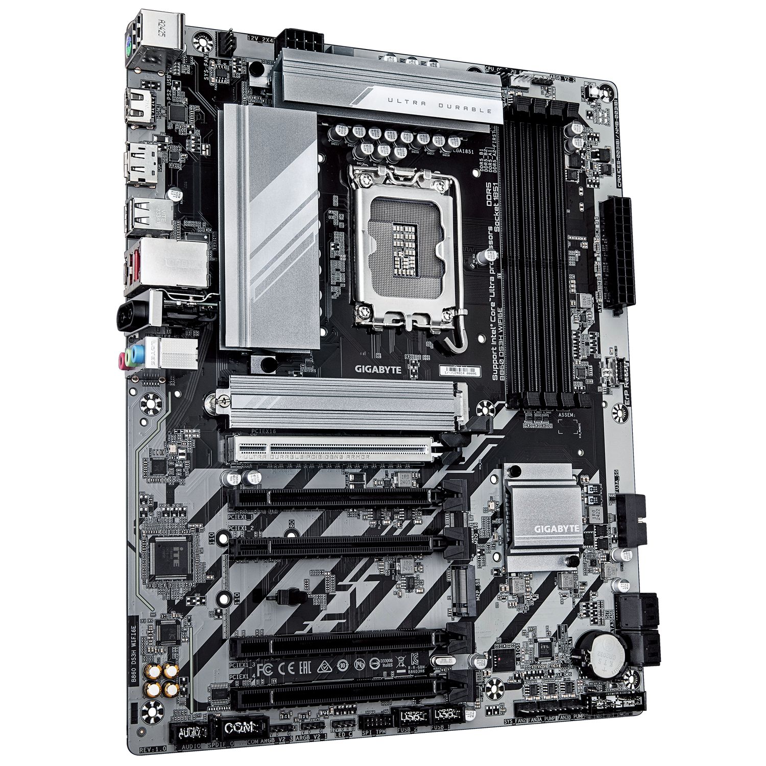 B860 DS3H WIFI6E, LGA1851, DDR5, BT, ATX, Negru/Gri_2