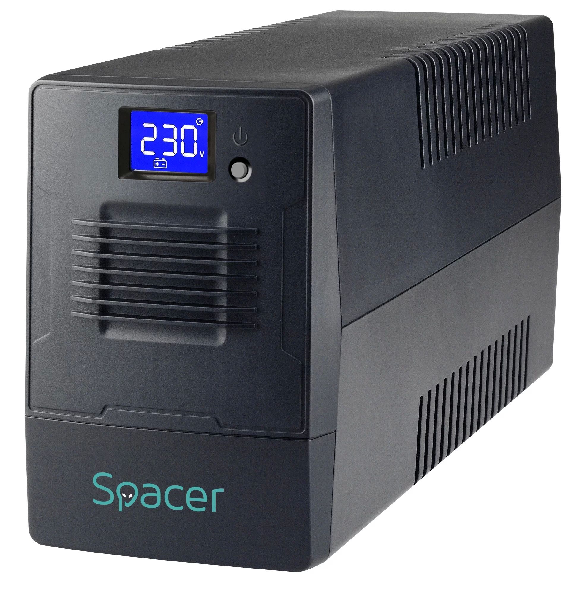 UPS Spacer SPUP-1500D-LIT01, 1500 VA, 900 W, cu management, line-interactive, 4x Schuko, 1x RJ45, 1x USB, 12V/9Ah 6 minute, LCD, Tower, Negru 