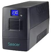 UPS Spacer SPUP-2000D-LIT01, 2000 VA, 1200 W, cu management, line-interactive, 4x Schuko, 1x RJ45, 1x USB, 12V/9Ah 3 minute, LCD, Tower, Negru 