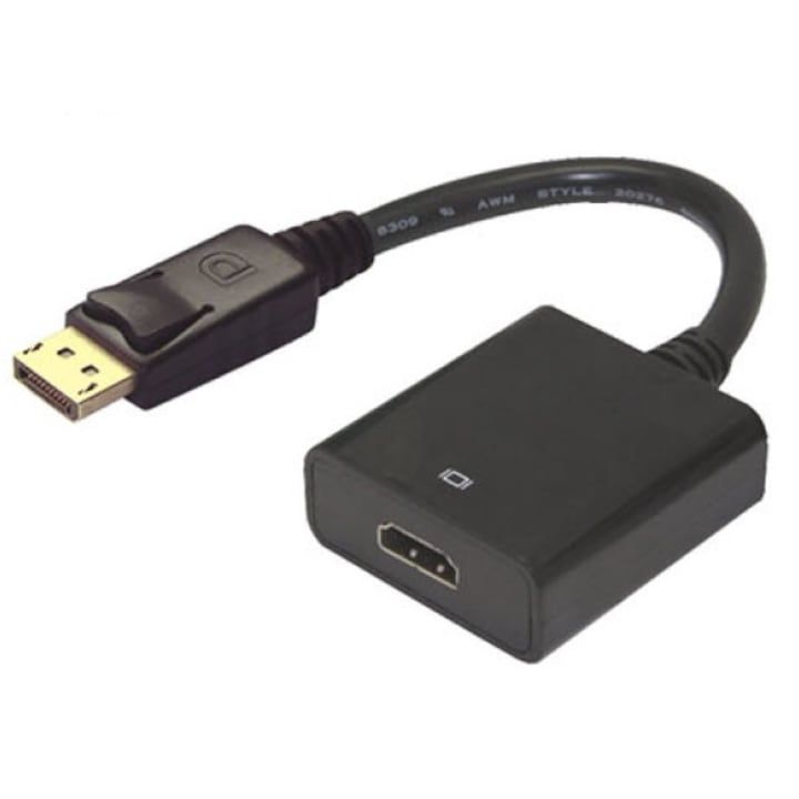 Adaptor HCT Tronic  DisplayPort (T) - HDMI (M), 15 cm, negru