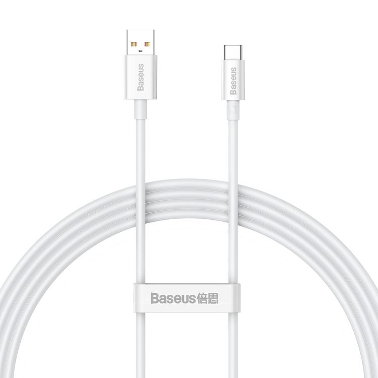 CABLU alimentare si date Baseus Superior, Fast Charging Data Cable pt. smartphone, USB la USB Type-C 100W, braided, 1.5m, alb  P10320102214-02  (timbru verde 0.08 lei) - 6932172631963