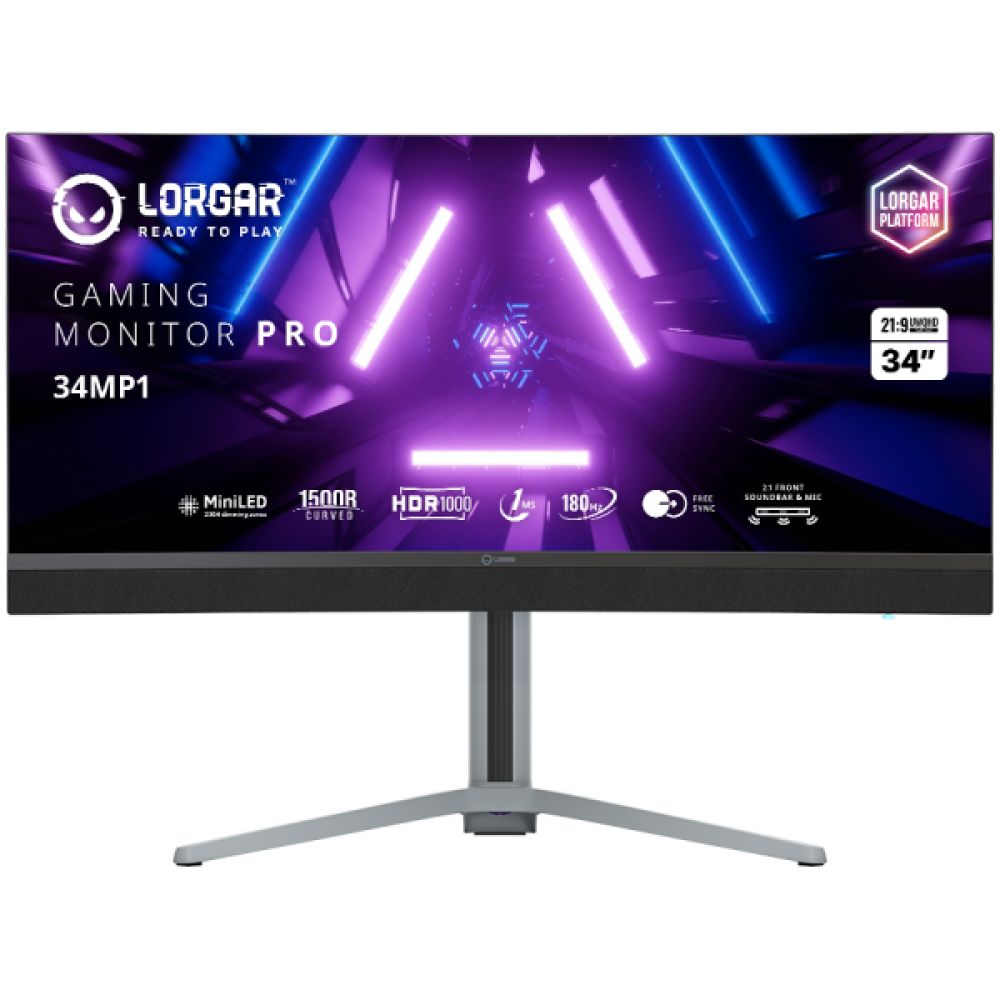 Monitor 34 inch Lorgar LRG-34MP1W180C-GY 3440 x 1440, 180 Hz