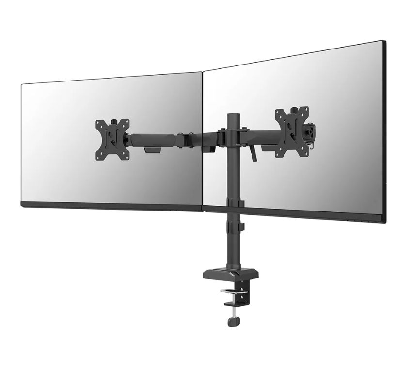 Brat dublu monitor Neomounts DS60-600BL2 pentru display-uri cu diagonale 10 -32 , sistem de prindere VESA 75x75~100x100, greutate maxima suportata 8 - per ecrankg, full motion, tilt +45°, swivel 90°, rotate 180°, distanta fata de perete 99-459mm culoare negru. Garantie 5 ani
