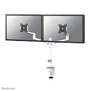 Brat dublu monitor Neomounts DS60-425WH2 pentru display-uri cu diagonale 17 -27 , sistem de prindere VESA 75x75~100x100, greutate maxima suportata 8 - per ecrankg, tilt +90°, -30°, swivel +90°, -90°, rotate +360°, distanta fata de perete 128-460mm inaltime reglabila manual 295-607mm culoare alb