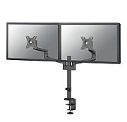 Brat dublu monitor Neomounts DS60-425BL2 pentru display-uri cu diagonale 17 -27 , sistem de prindere VESA 75x75~100x100, greutate maxima suportata 8 - per ecrankg, tilt +90°, -30°, swivel +90°, -90°, rotate +360°, distanta fata de perete 128-460mm inaltime reglabila manual 295-607mm culoare