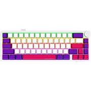 Wireless mechanical gaming keyboard Pro, 2.4 GHz, BT, RGB Backlight, 16 modes, 66 keys, 50M presses, linear Lorgar Toxic Purple switches, multimedia knob, built-in 3750 mAh battery, Hot Swap, Gasket mount, spring cable 2.3m, white red purple
