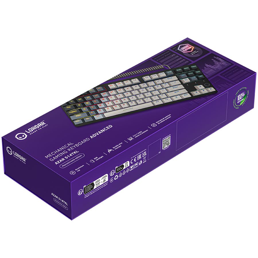 LORGAR Azar 514TKL, Wired RGB mechanical gaming keyboard, black, EN layout