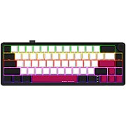 Wireless mechanical gaming keyboard Pro, 2.4 GHz, BT, RGB Backlight, 16 modes, 66 keys, 50M presses, linear Lorgar Toxic Purple switches, multimedia knob, built-in 3750 mAh battery, Hot Swap, Gasket mount, spring cable 2.3m, black red white