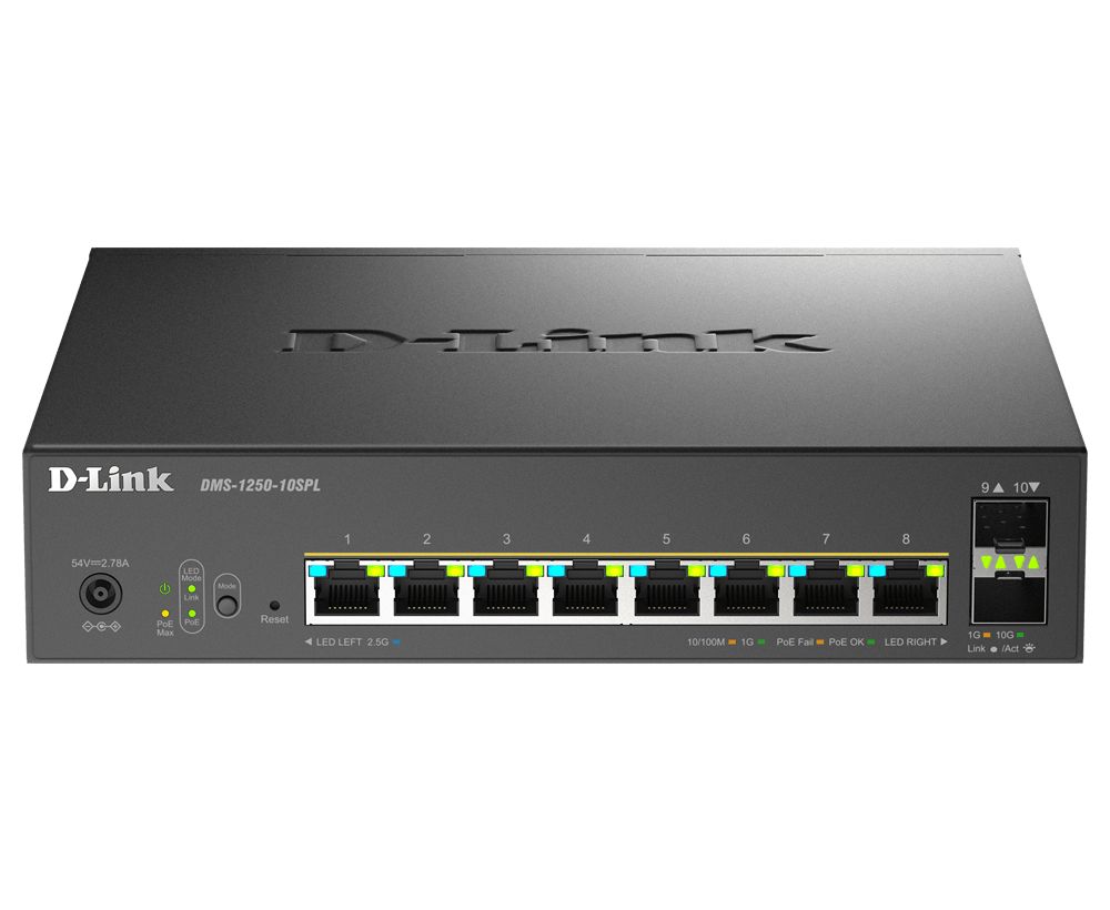 Switch D-Link DMS-1250-10S, 8 porturi 100 / 1000 / 2500 MBs