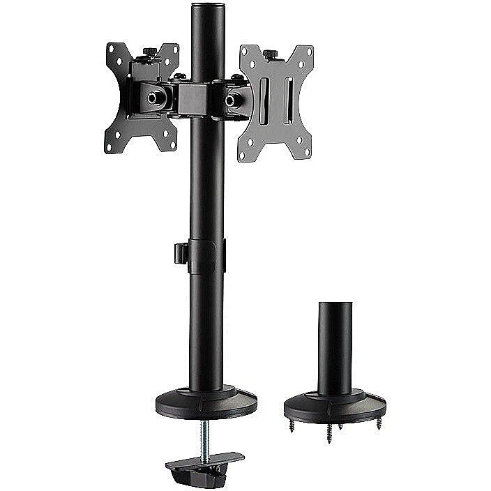 SUPORT de birou LOGILINK, pt 2 TV/monitor plat, curbat, diag. max 32 inch, rotatie, inclinare, pivotare, verticala, max 8 Kg x 2, negru,  BP0109 