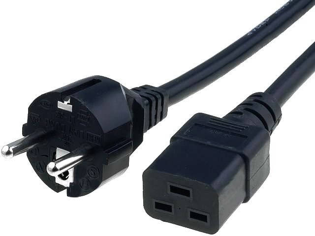 Power cable PC Schuko male to IEC320-C19 female, 2m, black
- H05VV-F 1.00mm&ampsup2 copper (CU)
Packaging: bulk 1 pc.
