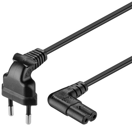 Power cable 3m Euro male (cassette player) 2 female pins, black, bent at 90°
- H03VVH2-F2G 0.75mm² CU
- 2.5A 250V
Packaging: bulk 1 pc.